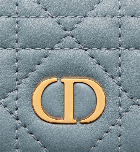 Dior Caro Wallet Cloud Blue Supple Cannage Calfskin